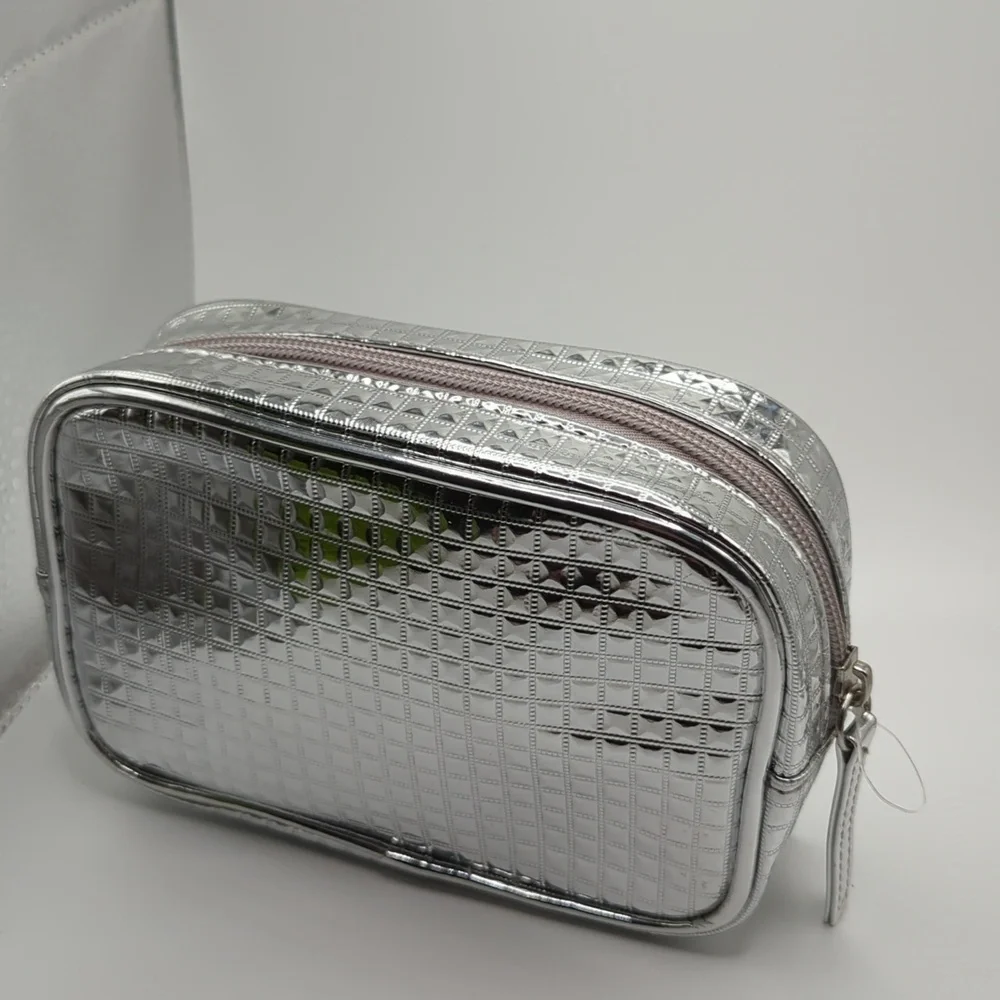 Silver makeup bag